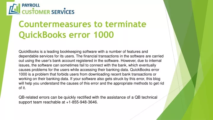 countermeasures to terminate quickbooks error 1000