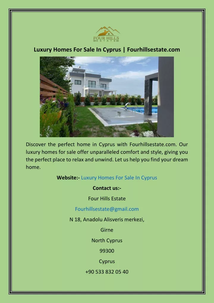 luxury homes for sale in cyprus fourhillsestate
