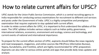 how to relate current affairs for upsc
