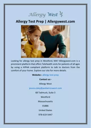 Allergy Test Prep  Allergywest