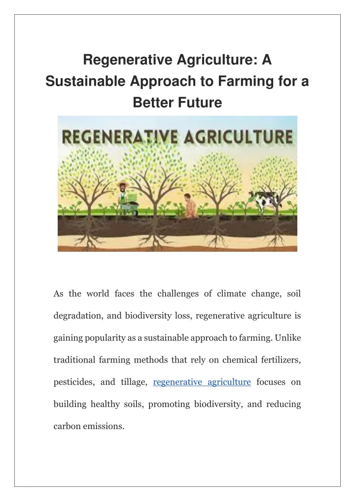 regenerative agriculture a sustainable approach