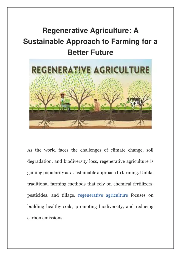 PPT - Regenerative Agriculture A Sustainable Approach To Farming For A ...