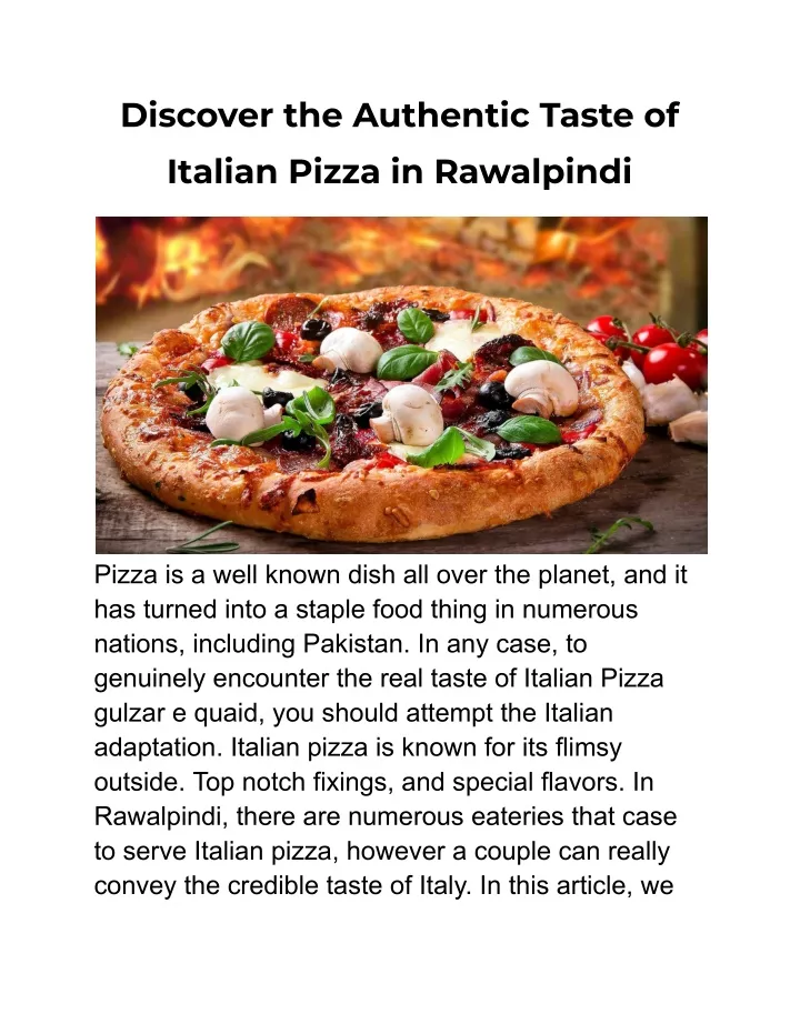 discover the authentic taste of italian pizza