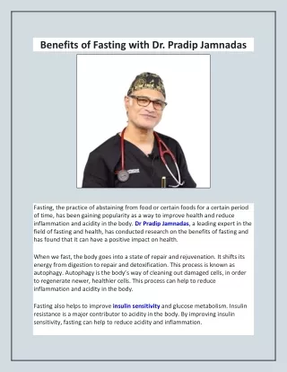 Discover the Benefits of Fasting with Dr Pradip Jamnadas