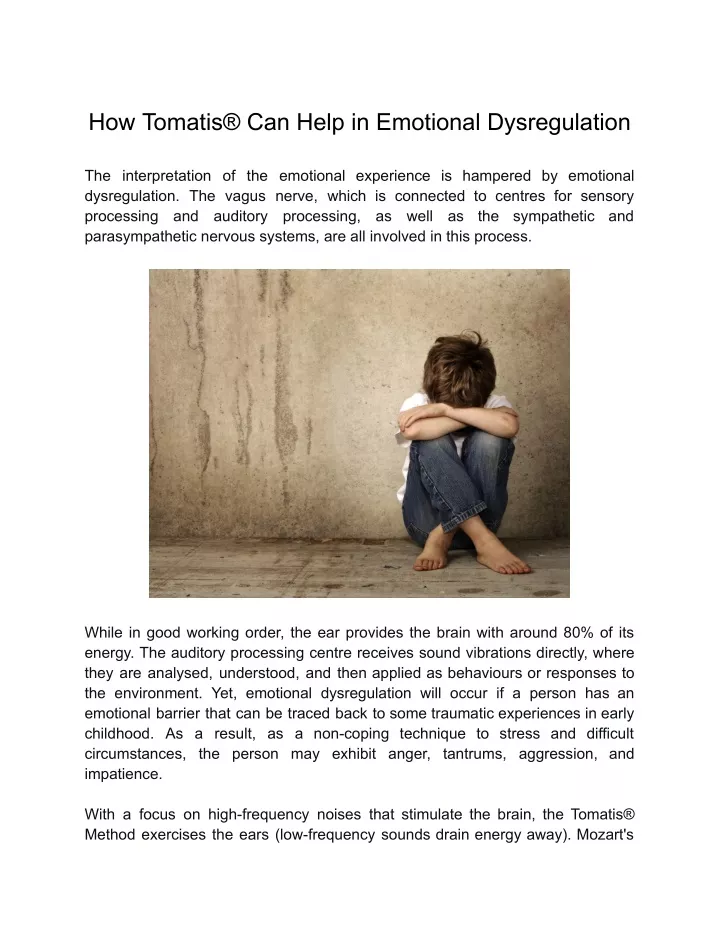 how tomatis can help in emotional dysregulation