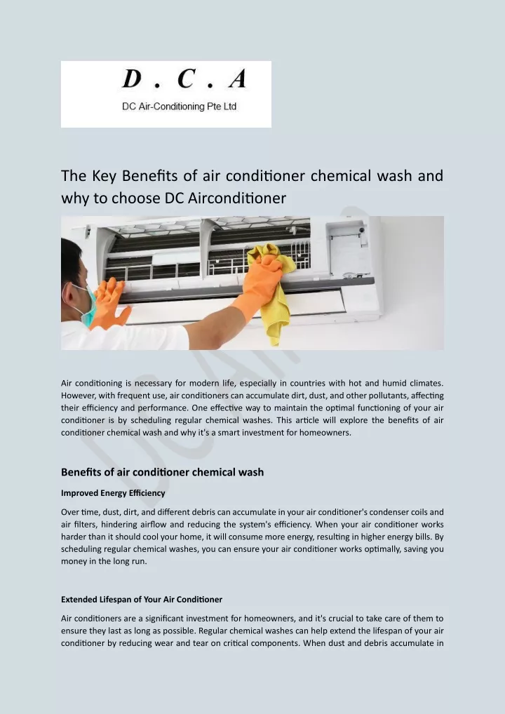 the key benefits of air conditioner chemical wash