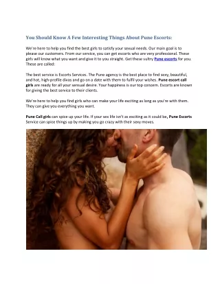 You Should Know A Few Interesting Things About Pune Escorts