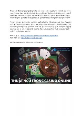 Bí quyết chơi và các thuật ngữ trong casino tại tylecacuocpro