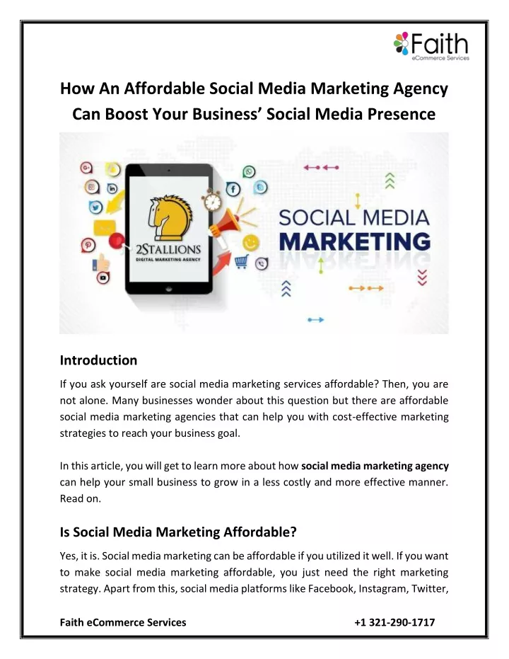 how an affordable social media marketing agency