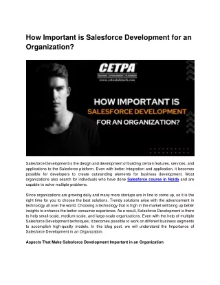 how important is salesforce development