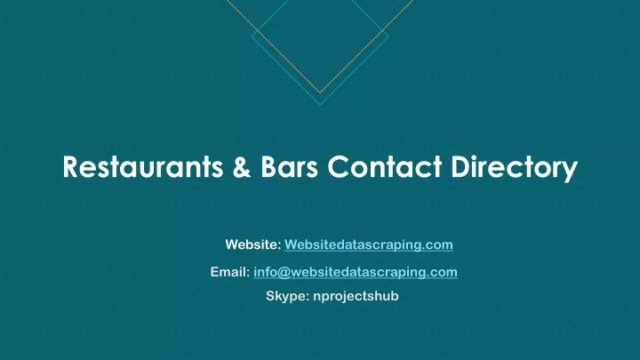 restaurants bars contact directory