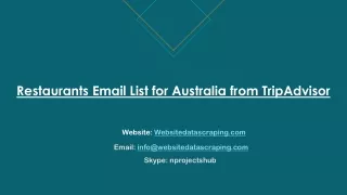 restaurants email list for australia from tripadvisor