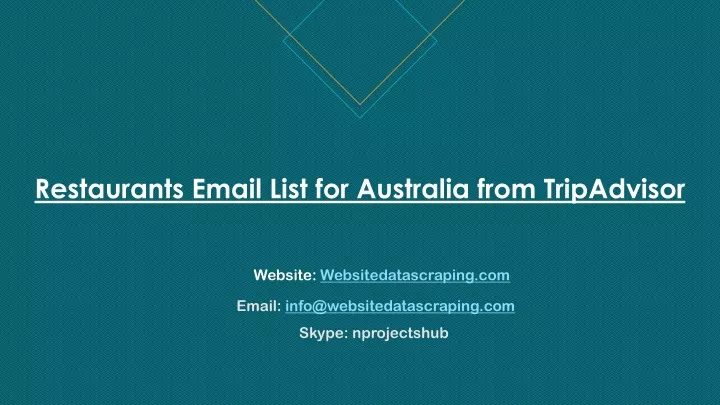 restaurants email list for australia from tripadvisor