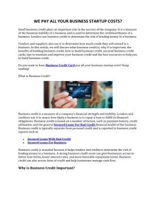 we pay all your business startup costs