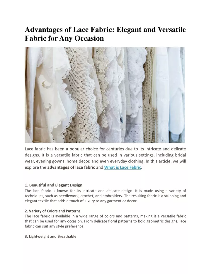 advantages of lace fabric elegant and versatile