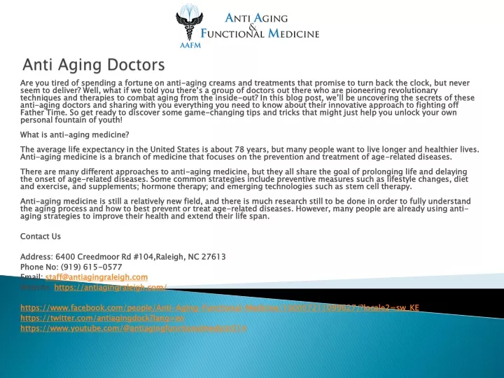 anti aging doctors