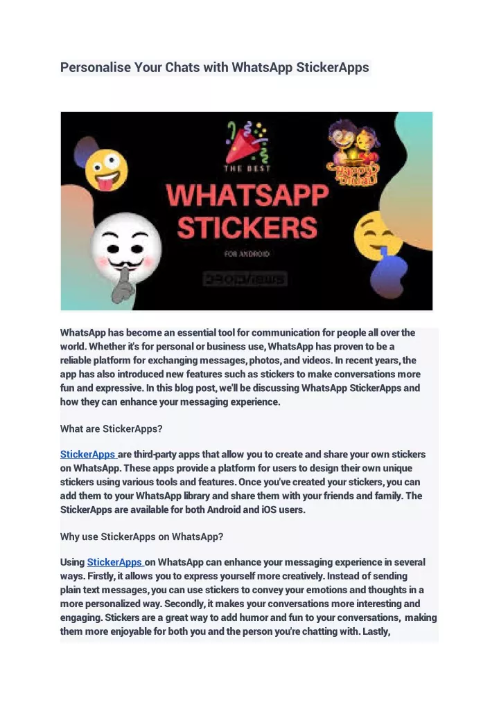 personalise your chats with whatsapp stickerapps