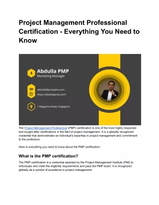 Project Management Professional Certification - Everything You Need to Know