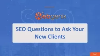 SEO Questions to Ask Your New Clients - Webgenix
