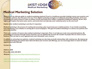 medical marketing solution