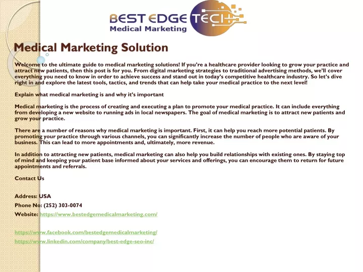 medical marketing solution