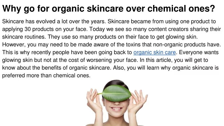 why go for organic skincare over chemical ones