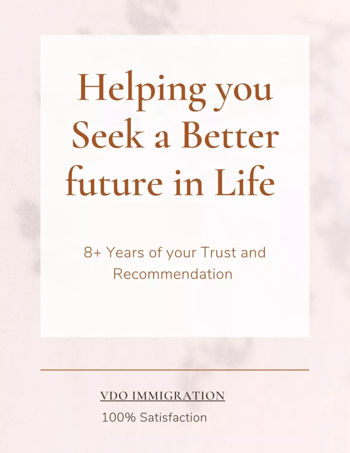 helping you seek a better future in life