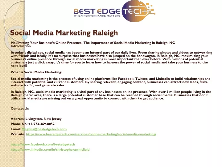 social media marketing raleigh