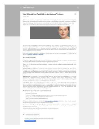Make Skin Look Even Toned With the Best Melasma Treatment