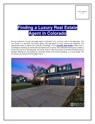 Finding a Luxury Real Estate Agent in Colorado