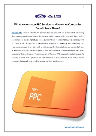 What are Amazon PPC Services and how can Companies Benefit from These