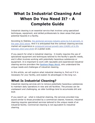 What Is Industrial Cleaning And When Do You Need It