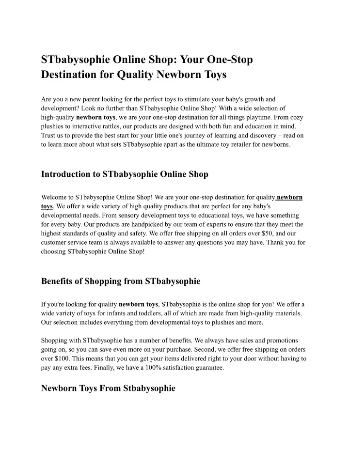 stbabysophie online shop your one stop
