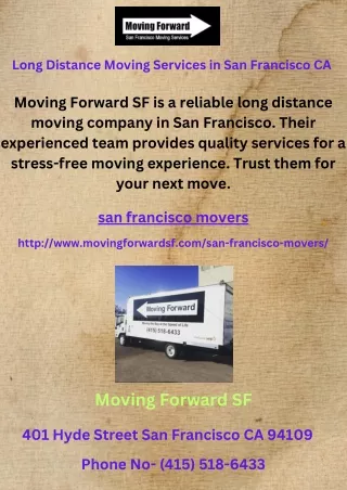 Long Distance Moving Services in San Francisco CA