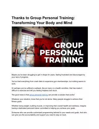 thanks to group personal training transforming