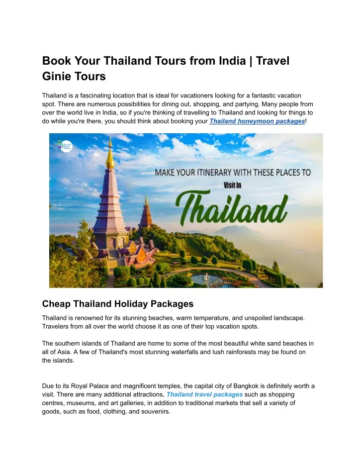 thailand tours from india