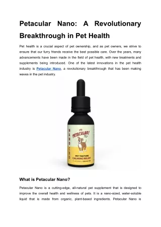 Petacular Nano_ A Revolutionary Breakthrough in Pet Health