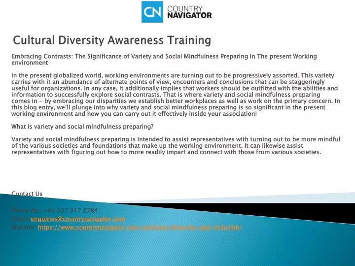 cultural diversity awareness training