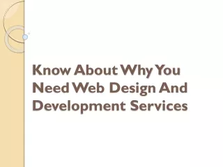 know about why you need web design and development services