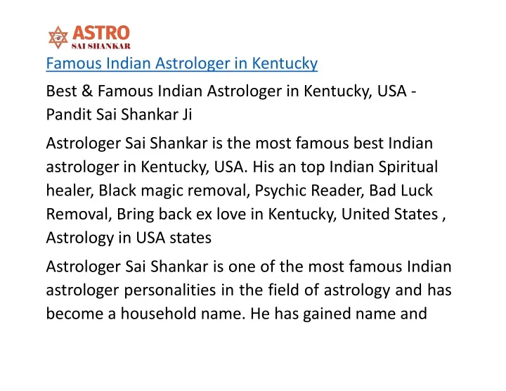 famous indian astrologer in kentucky best famous