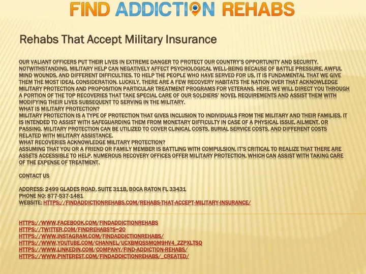 rehabs that accept military insurance