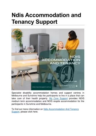 Ndis Accommodation and Tenancy Support