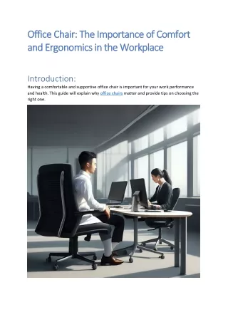 Office Chair: The Importance of Comfort and Ergonomics in the Workplace