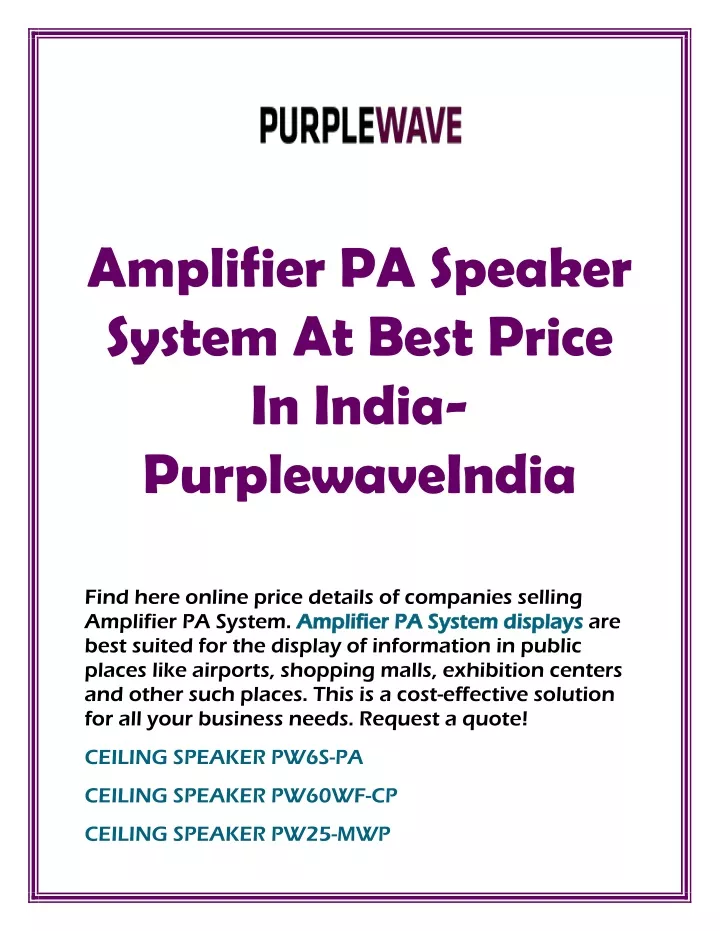 amplifier pa speaker system at best price