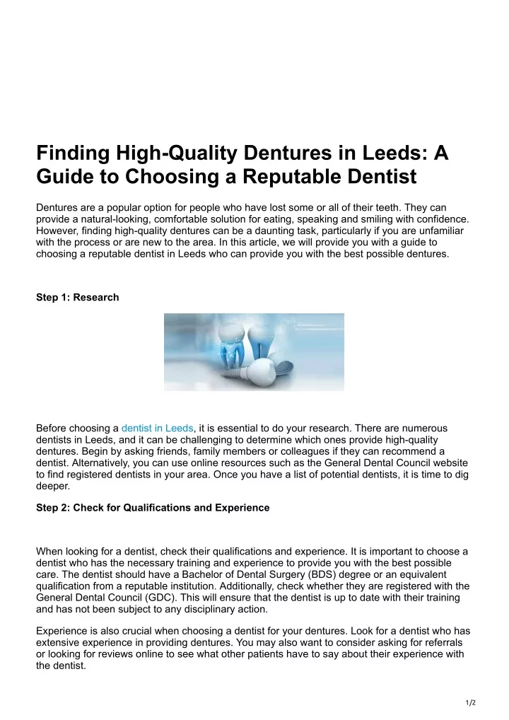 finding high quality dentures in leeds a guide