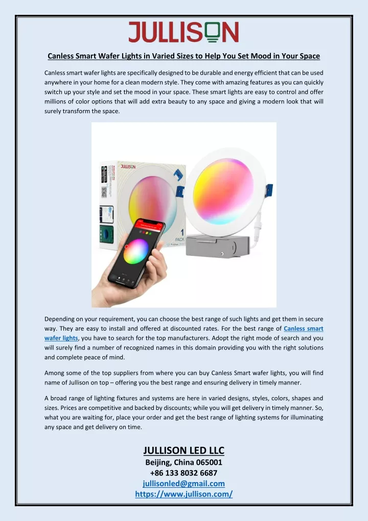 canless smart wafer lights in varied sizes