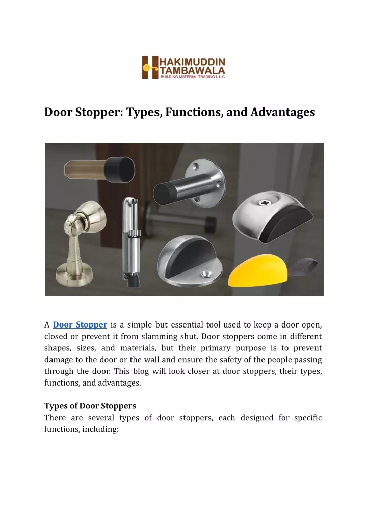 door stopper types functions and advantages