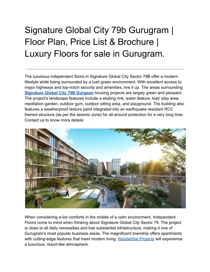 signature global city 79b gurugram floor plan