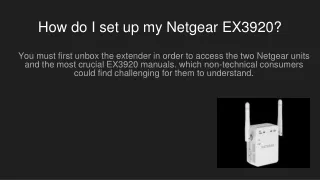 How do I set up my Netgear EX3920_