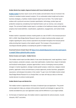 krabbe market key insights regional analysis with